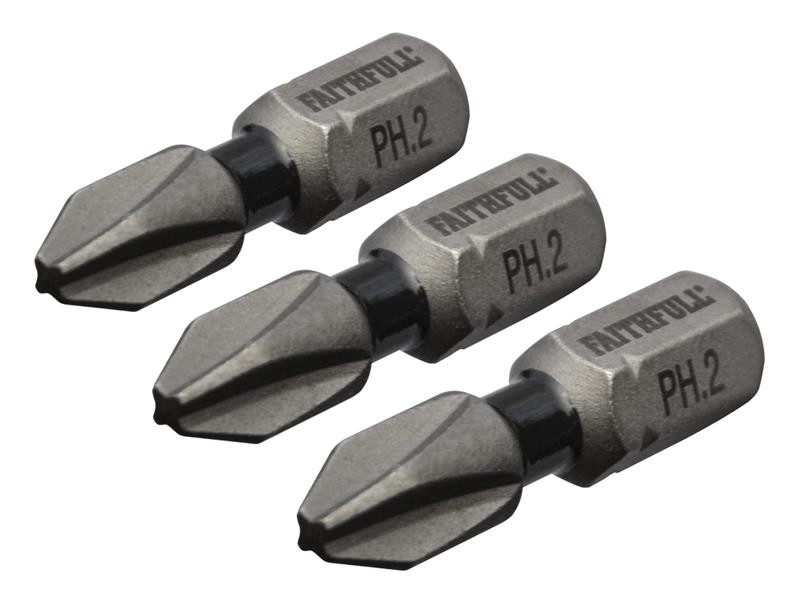 A Faithfull impact-rated screwdriver bit with a hex shank and torsion zone for use in impact drivers.,
