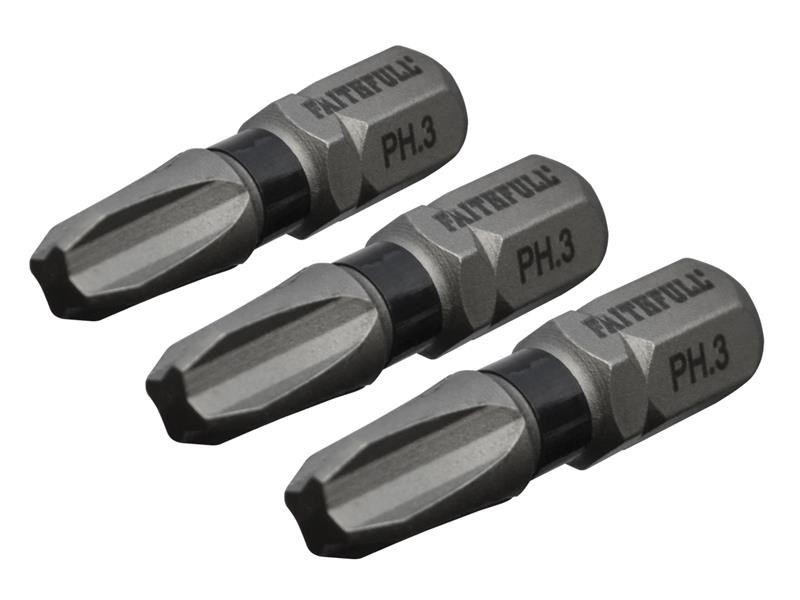 A Faithfull impact-rated screwdriver bit with a hex shank and torsion zone for use in impact drivers.,