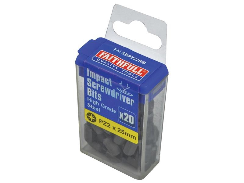 A Faithfull impact-rated screwdriver bit with a hex shank and torsion zone for use in impact drivers.,
