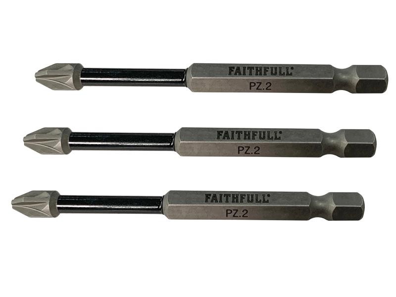 A Faithfull impact-rated screwdriver bit with a hex shank and torsion zone for use in impact drivers.,