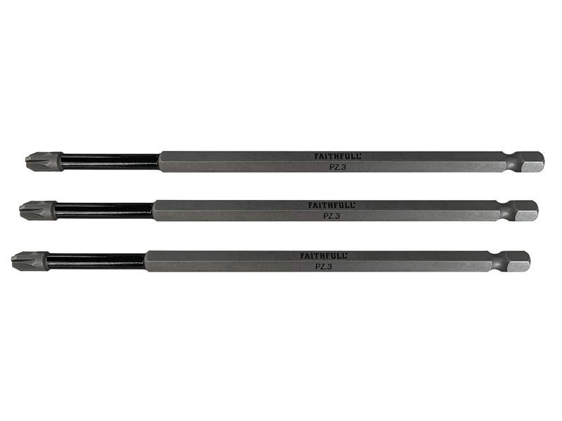 A Faithfull impact-rated screwdriver bit with a hex shank and torsion zone for use in impact drivers.,