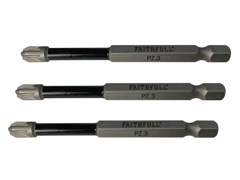 A Faithfull impact-rated screwdriver bit with a hex shank and torsion zone for use in impact drivers.,