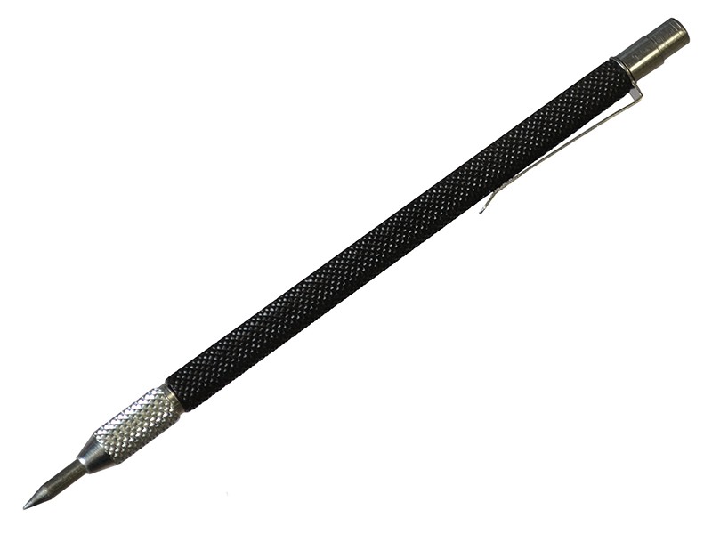 A marking tool with a hardened scribing tip or pencil lead, used for accurately marking cut lines on timber, metal, and masonry.