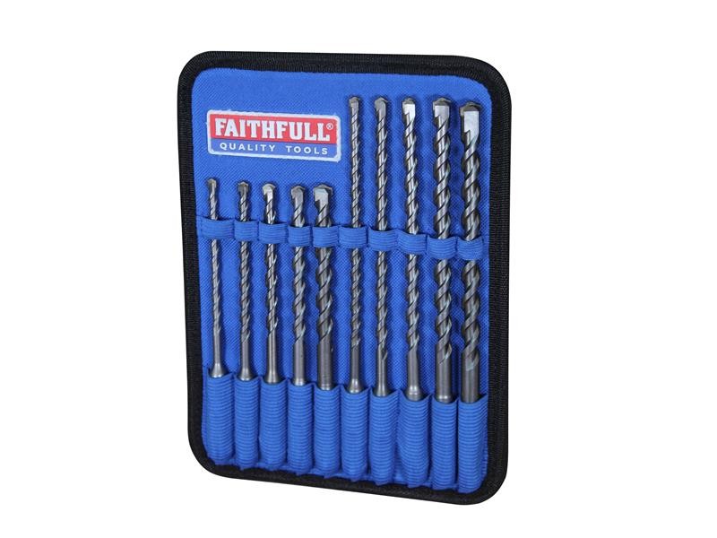 A set of 10 Faithfull screwdrivers with colour-coded handles covering a range of flathead and Phillips sizes.,