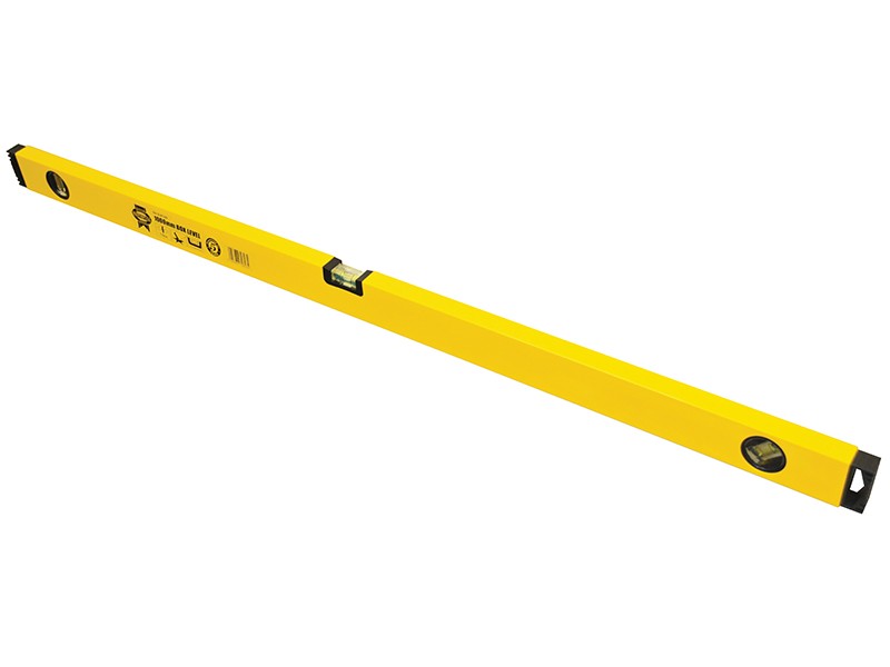 A Faithfull 100cm box-section spirit level with 3 vials, with a milled-edge aluminium body and shock-resistant end caps, for checking accurate levels on site.