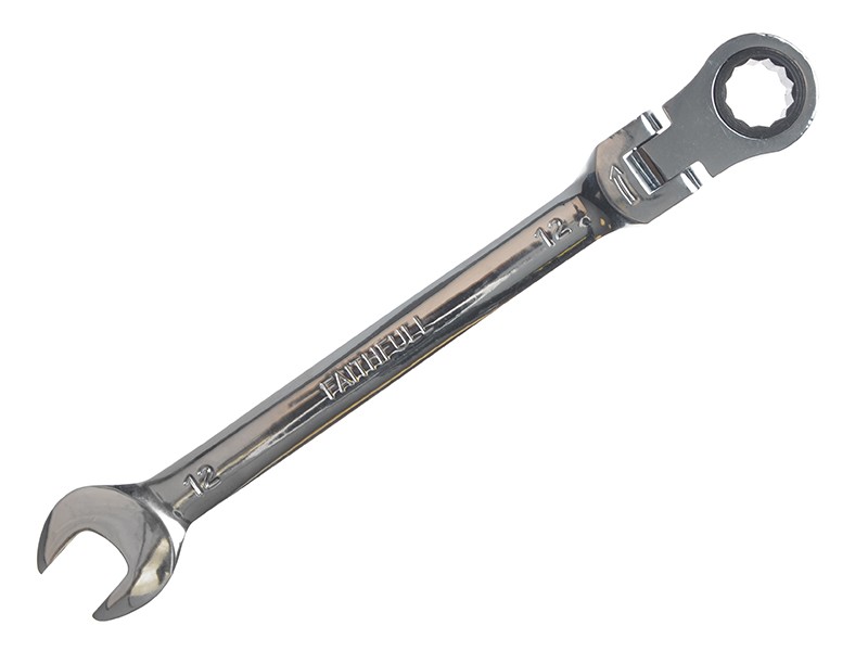 Faithfull FAISPARAT12 Ratchet Combination Spanner Flex Head CV 12mm