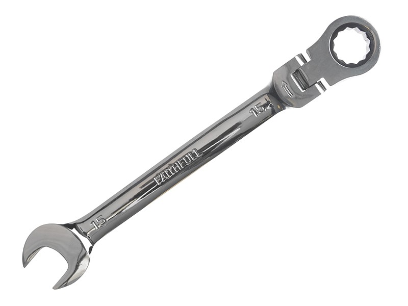 Faithfull FAISPARAT15 Ratchet Combination Spanner Flex Head CV 15mm