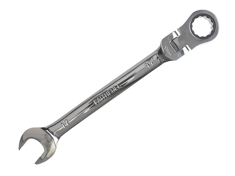 Faithfull FAISPARAT17 Ratchet Combination Spanner Flex Head CV 17mm