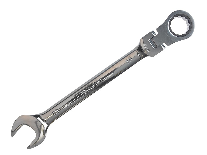 Faithfull FAISPARAT19 Ratchet Combination Spanner Flex Head CV 19mm