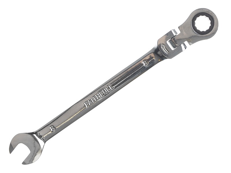 Faithfull FAISPARAT8 Ratchet Combination Spanner Flex Head CV 8mm