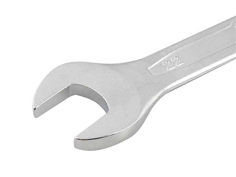 A Faithfull combination spanner with an open-ended jaw at one end and a ring spanner at the other, in chrome vanadium steel.