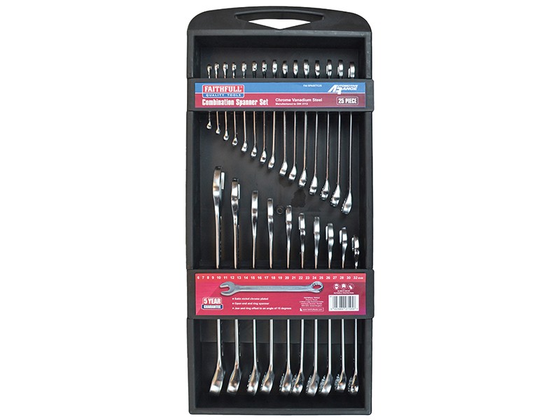 Faithfull FAISPASETC25 Chrome Vanadium Comb Spanner Set, 25 Piece