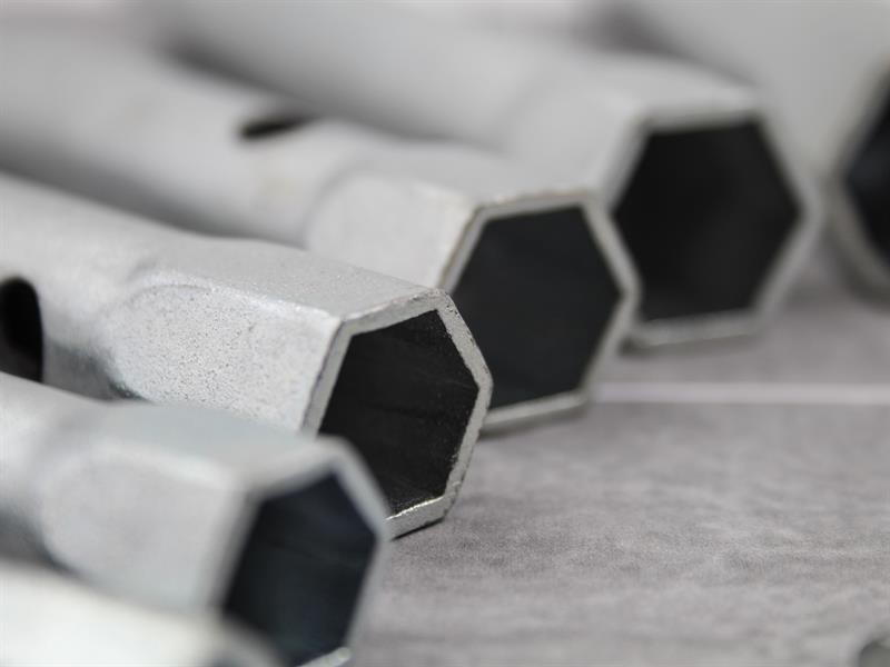A Faithfull spanner or wrench in chrome vanadium steel, for tightening and loosening nuts and bolts.