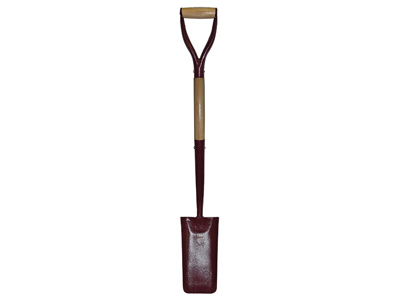 A Faithfull short-handled square-bladed spade with a steel blade and a wooden or fibreglass shaft, for general digging work.