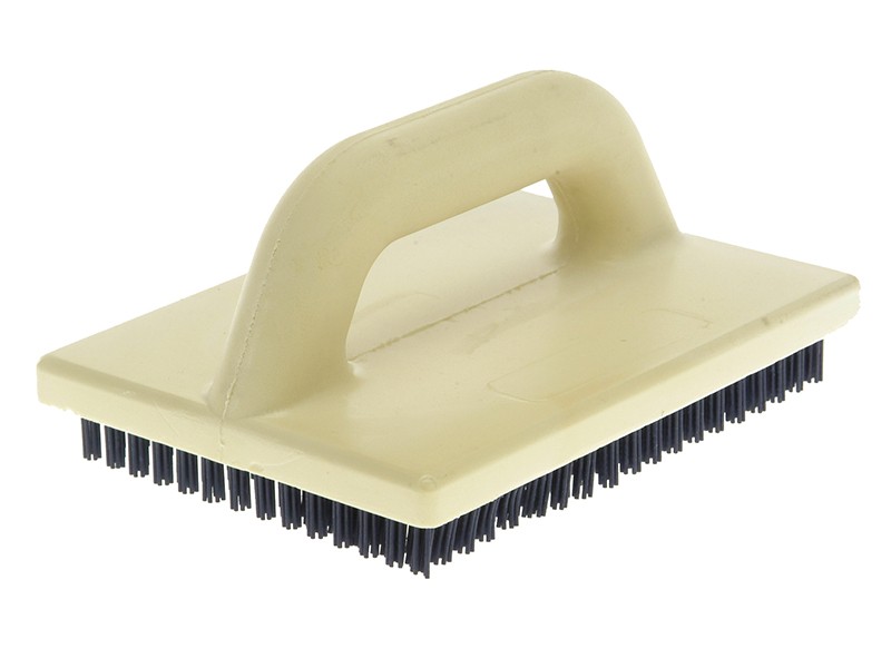 A brush with natural or synthetic bristles and an ergonomic handle, for applying coatings or cleaning surfaces.