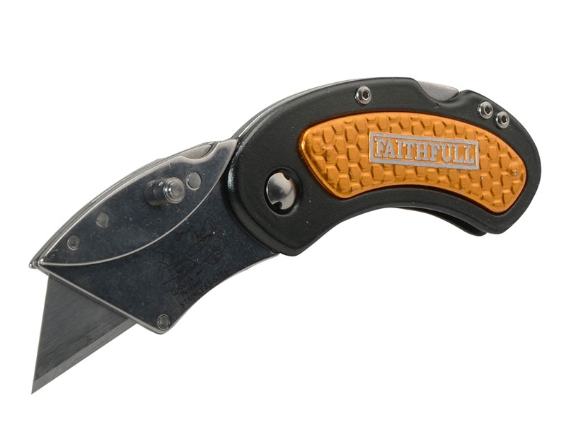 A cutting knife with a steel blade and an ergonomic handle, for general site and workshop use.