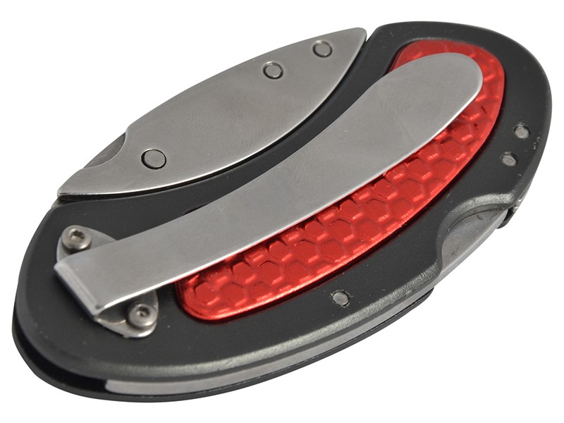 A cutting knife with a steel blade and an ergonomic handle, for general site and workshop use.
