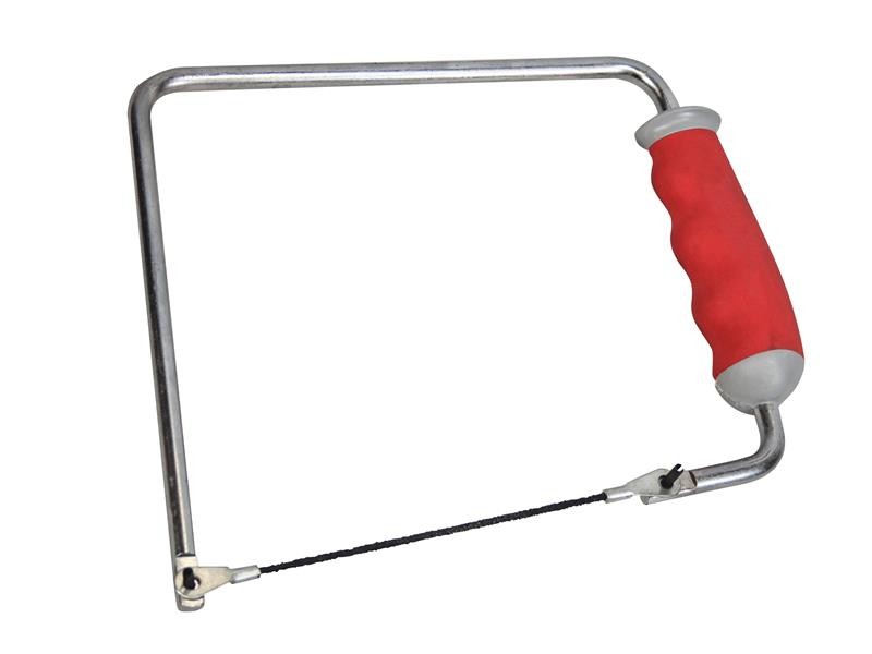 A saw with a hardened blade and a comfortable handle, for cutting timber, metal, or masonry.