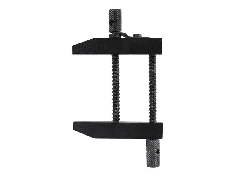 A Faithfull clamp with an adjustable jaw and a screw-tightening mechanism, for holding workpieces in position during cutting, drilling, or bonding.