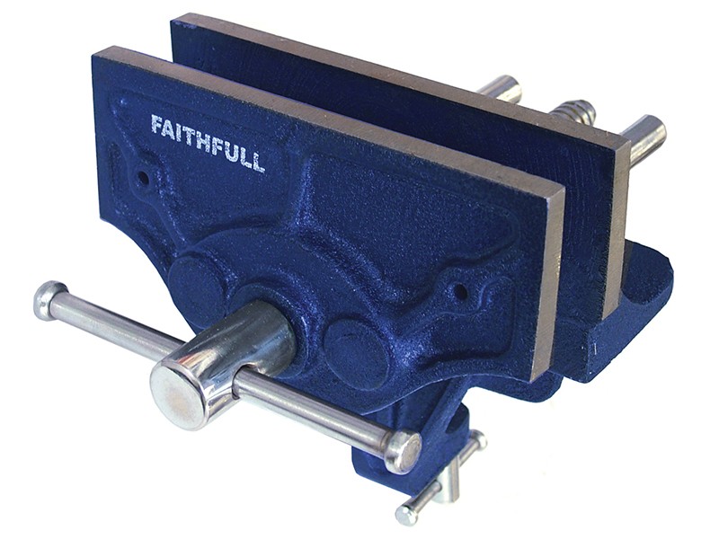 A Faithfull clamp with an adjustable jaw and a screw-tightening mechanism, for holding workpieces in position during cutting, drilling, or bonding.