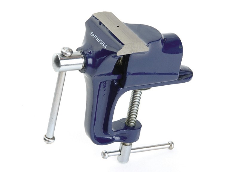 A Faithfull clamp with an adjustable jaw and a screw-tightening mechanism, for holding workpieces in position during cutting, drilling, or bonding.