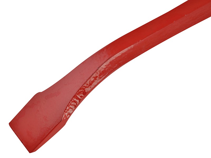 A hardened steel crowbar with a curved prying end and a pointed chisel tip, designed for levering, prying, and demolition work.