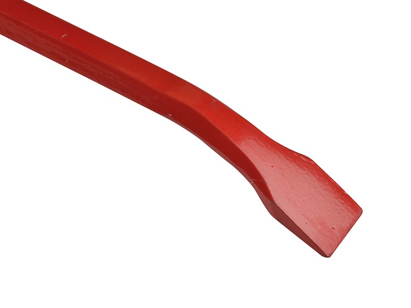 A hardened steel crowbar with a curved prying end and a pointed chisel tip, designed for levering, prying, and demolition work.