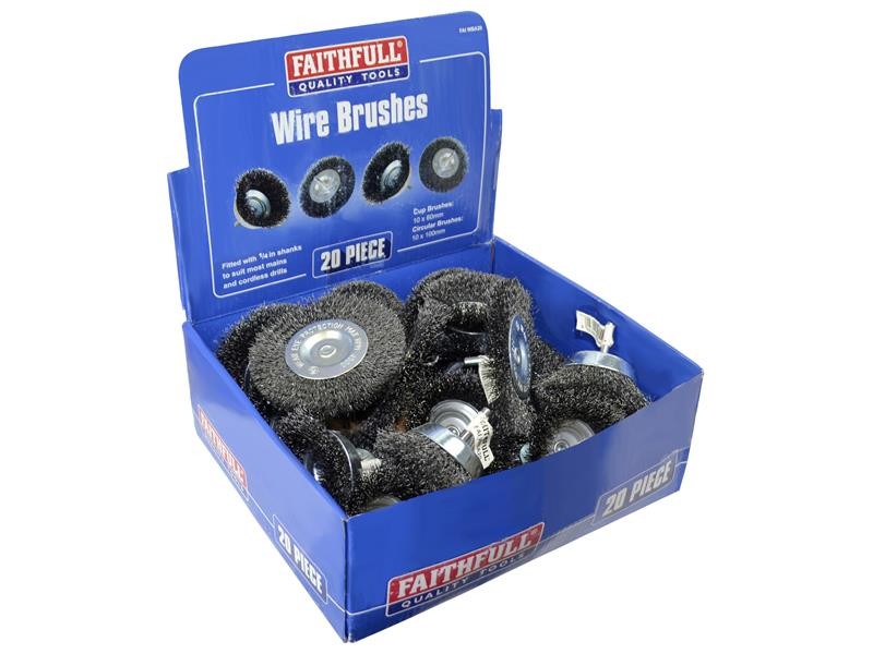 A wire brush with steel or brass bristle rows in a wooden or plastic handle, for removing rust, scale, and surface contaminants from metal.