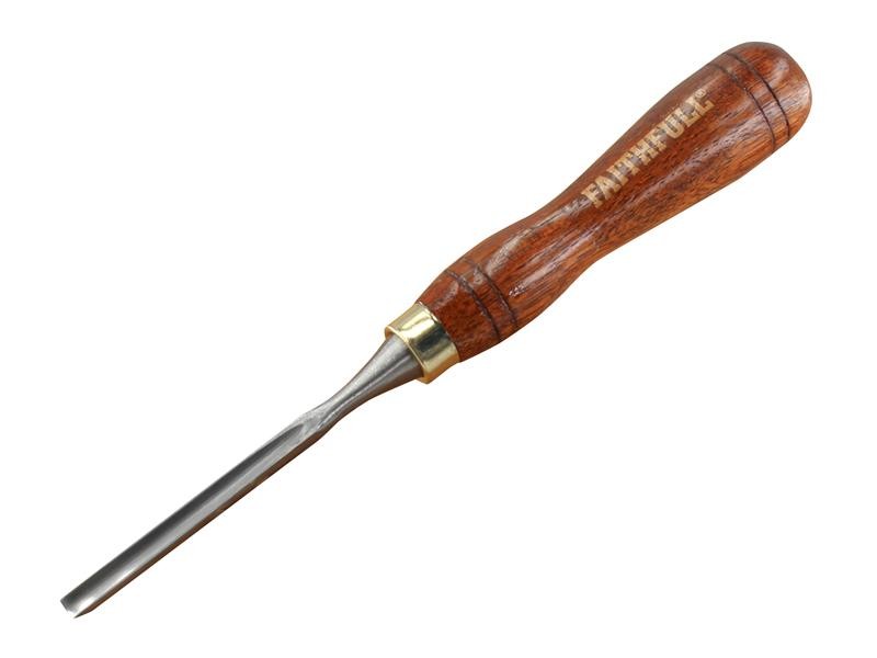 A hardened steel chisel with a bevelled cutting edge and a square-section body, for cutting stone, brick, or timber.