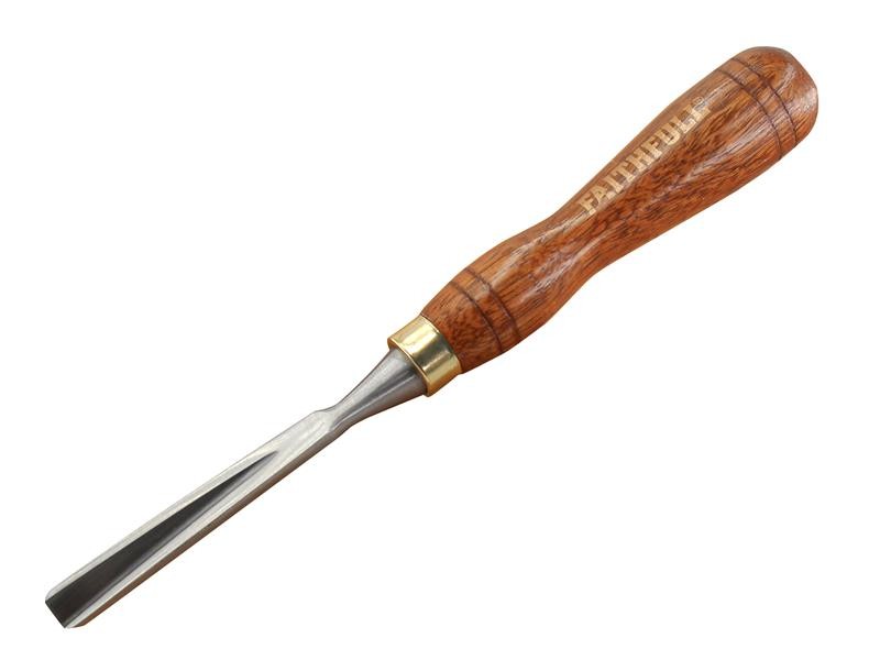 A hardened steel chisel with a bevelled cutting edge and a square-section body, for cutting stone, brick, or timber.