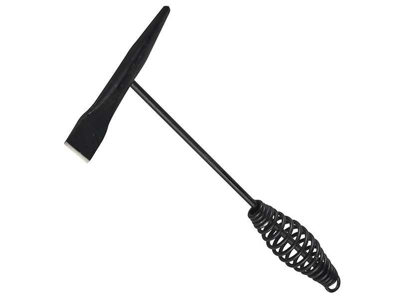 A hammer with a steel head and a steel-handled handle, for general fastening and construction use.