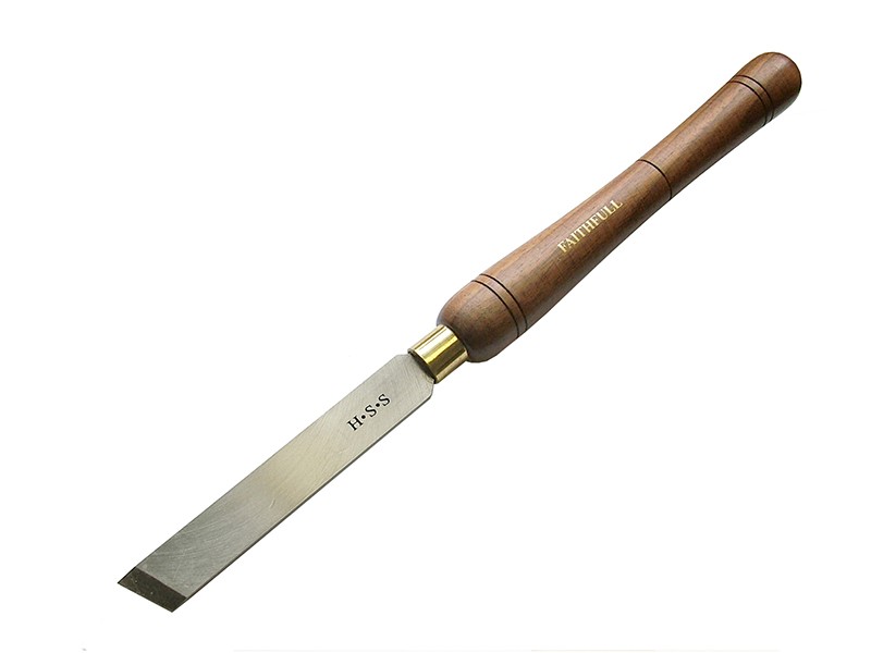 A hardened steel chisel with a bevelled cutting edge and a square-section body, for cutting stone, brick, or timber.