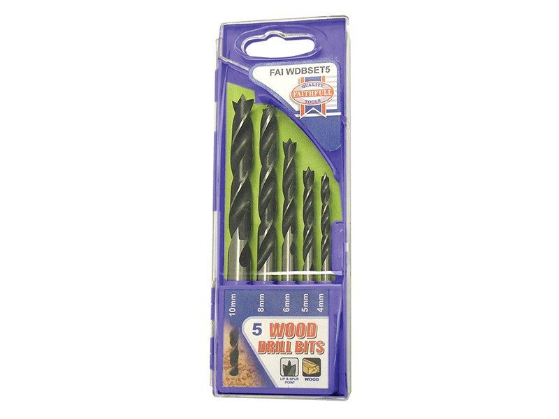 A set of 5 Faithfull screwdrivers with colour-coded handles covering a range of flathead and Phillips sizes.,