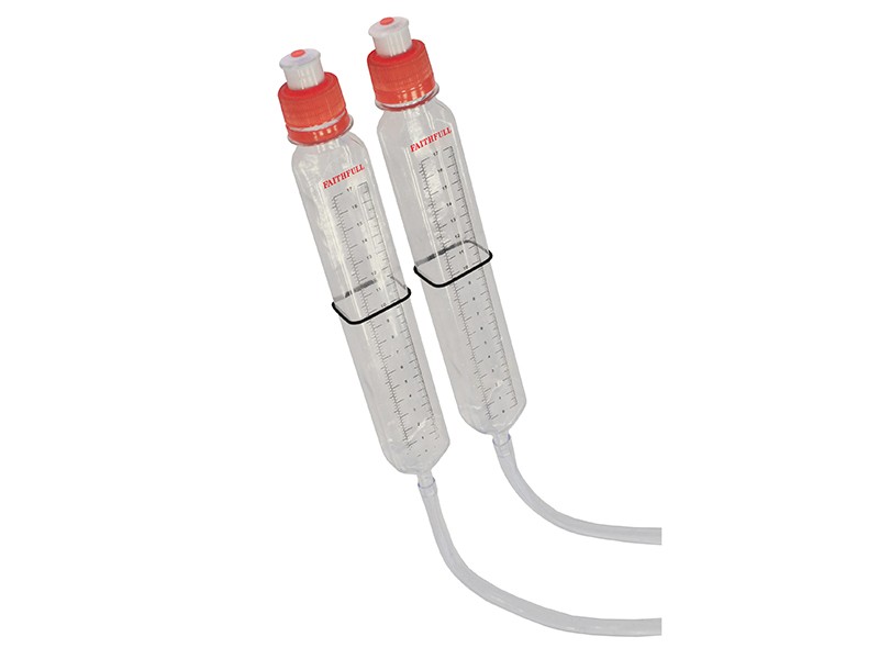 A water level kit with transparent flexible tubing, for transferring a level datum over long distances or around obstructions.
