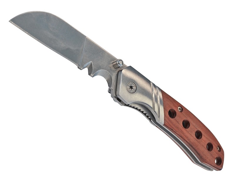 A cutting knife with a steel blade and an ergonomic handle, for general site and workshop use.