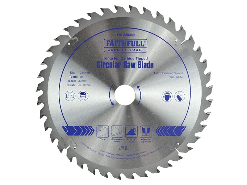 A Faithfull cordless circular saw with a motor, an adjustable bevel plate, and a blade guard, for ripping and cross-cutting timber.