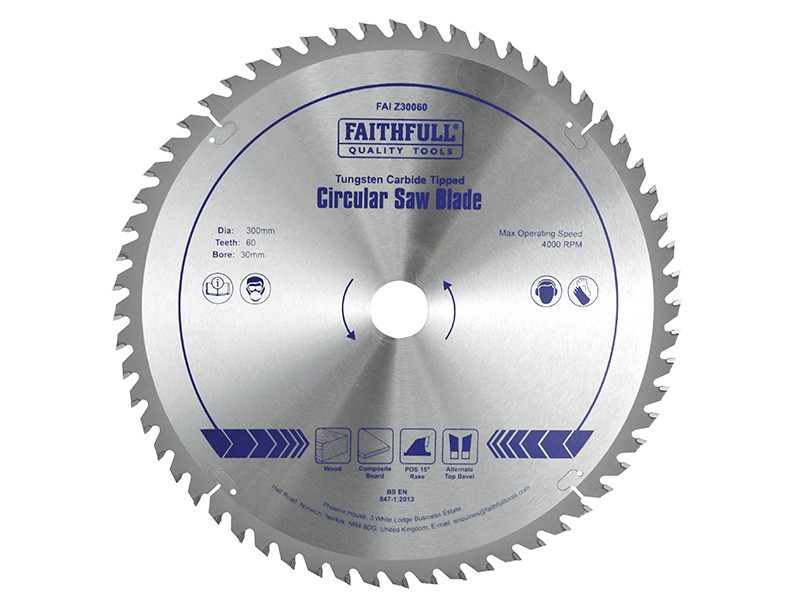 Faithfull FAIZ30060 TCT Circular Saw Blade 300 x 30mm x 60T POS