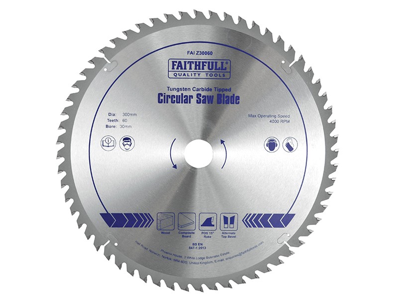 A Faithfull cordless circular saw with a motor, an adjustable bevel plate, and a blade guard, for ripping and cross-cutting timber.