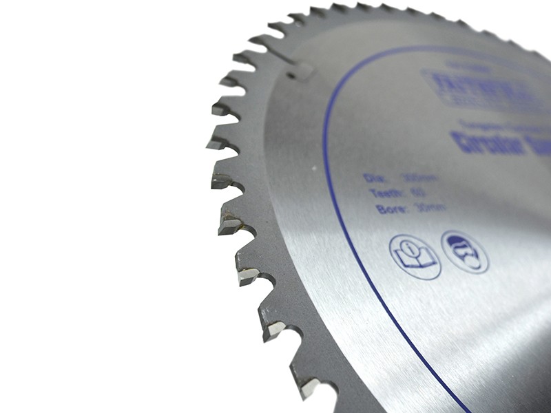 A Faithfull cordless circular saw with a motor, an adjustable bevel plate, and a blade guard, for ripping and cross-cutting timber.