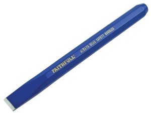 A hardened steel 13mm bolster chisel with a wide flat blade, used for cutting masonry, tiles, and breaking out concrete.