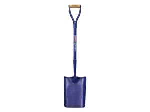 A Faithfull short-handled square-bladed spade with a steel blade and a wooden or fibreglass shaft, for general digging work.