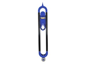 A Faithfull needle file with a hardened steel abrasive surface and a turned wooden or synthetic handle, for shaping and deburring metal.