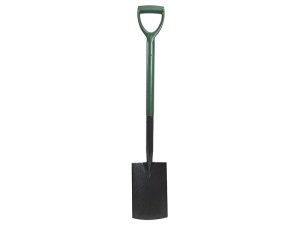 A Faithfull short-handled square-bladed spade with a steel blade and a wooden or fibreglass shaft, for general digging work.
