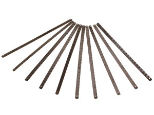 A hacksaw with a metal frame, adjustable blade tension, and a pistol-grip handle, for cutting metal bar, pipe, and conduit.