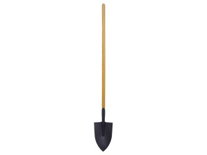 A Faithfull short-handled square-bladed spade with a steel blade and a wooden or fibreglass shaft, for general digging work.