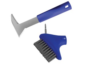 A brush with natural or synthetic bristles and an ergonomic handle, for applying coatings or cleaning surfaces.