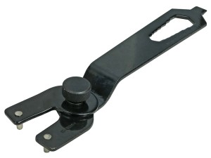 A Faithfull cordless angle grinder with a side handle, and a wheel guard, for grinding, cutting, and surface preparation.