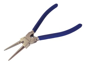 A pair of Faithfull circlip pliers with interchangeable tips for fitting and removing internal and external circlips.,