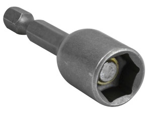 A steel hex nut with an internally threaded profile, for use with a matching bolt or threaded rod.