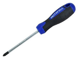 A Faithfull Phillips screwdriver with a comfort-grip handle and a hardened steel tip, for general assembly and fastening work.